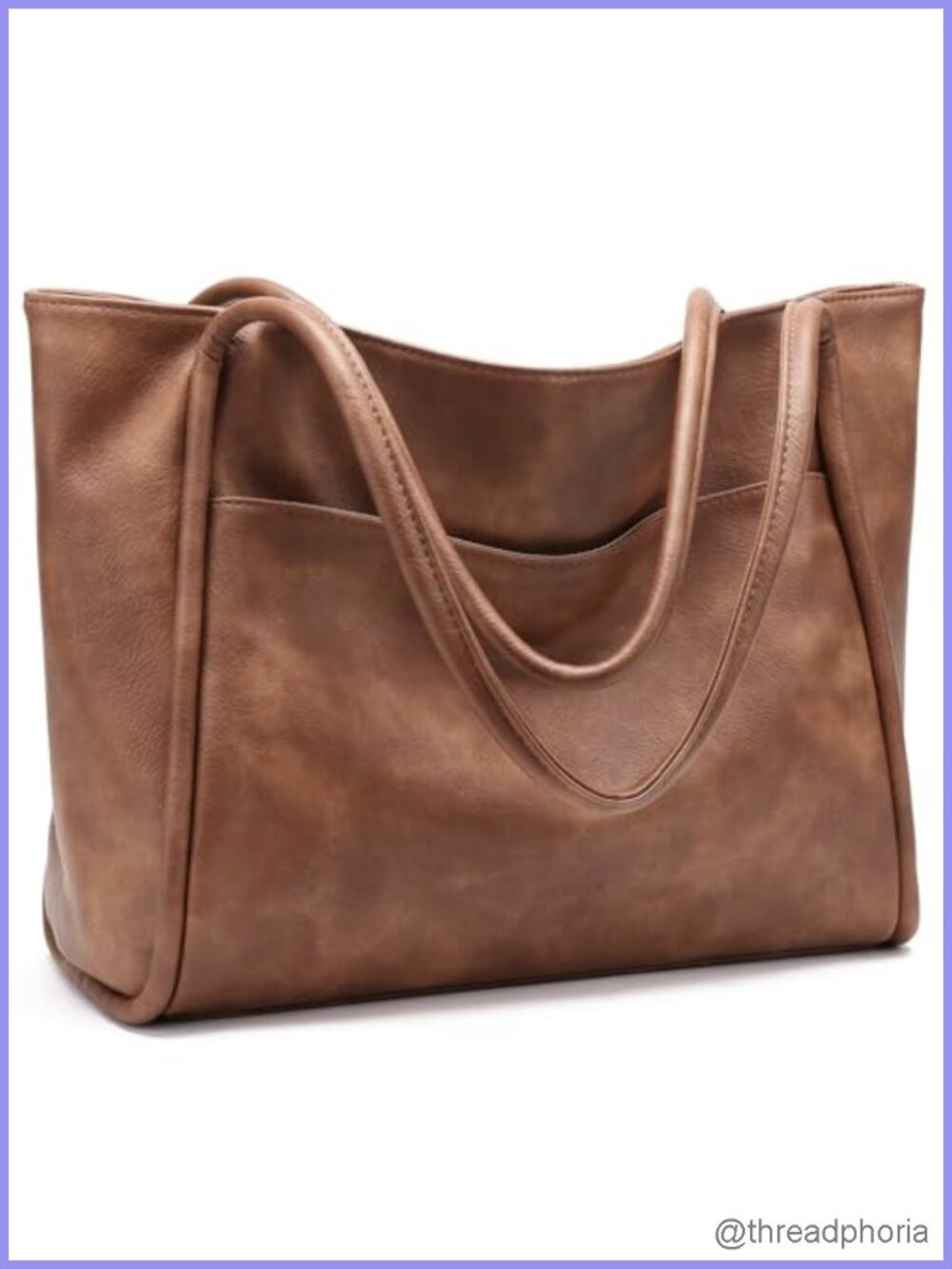Faux Leather Tote Bag for Women Zipper Shoulder Bag Travel Purse
